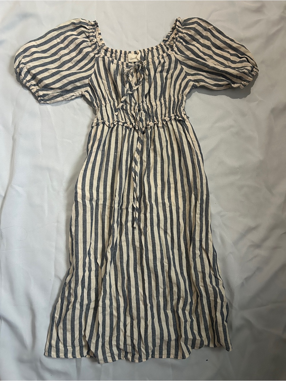 Universal Thread Navy and Cream Striped Tie-Waist Dress